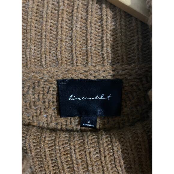 Revolve Line & Dot turtleneck sweater women S brown cable knit oversized boxy - Picture 2 of 6